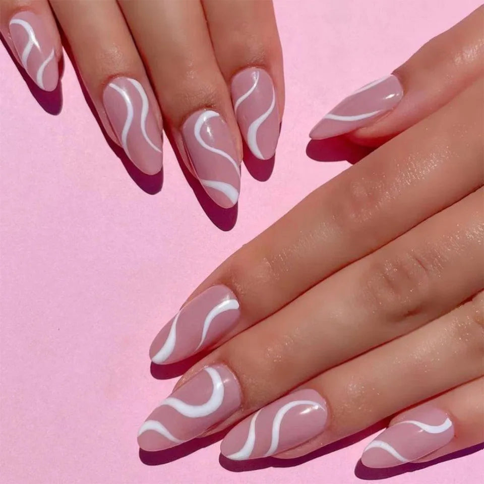 Wholesale Long Lasting Box of Wave Press on Nails Long Coffin Nails Vendor for Women with Glue-6