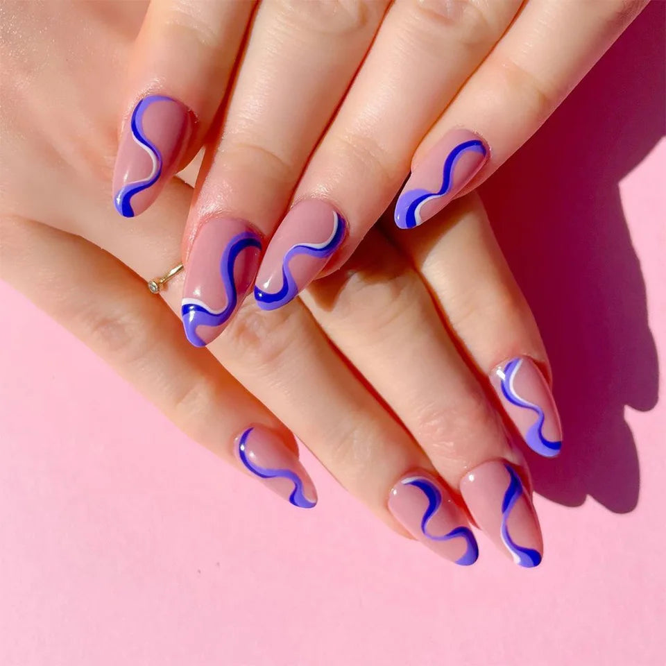 Wholesale Long Lasting Box of Wave Press on Nails Long Coffin Nails Vendor for Women with Glue-18
