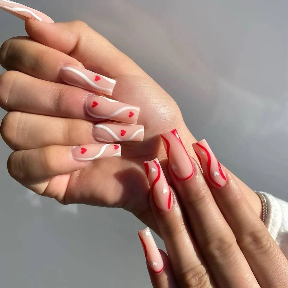 Wholesale Long Lasting Box of Wave Press on Nails Long Coffin Nails Vendor for Women with Glue-19