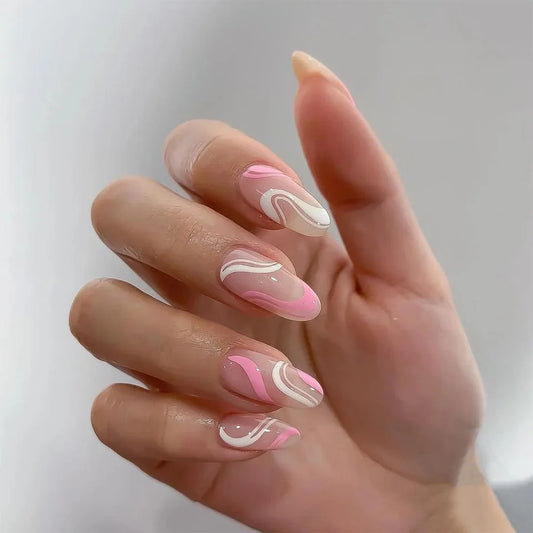 Wholesale Long Lasting Box of Wave Press on Nails Long Coffin Nails Vendor for Women with Glue-10